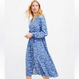 Blue Floral Midi Dress